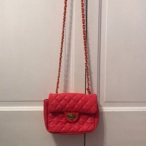 Coral Quilted Cross Body Bag